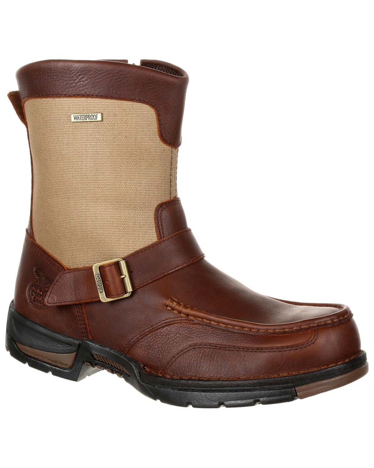 Georgia Boot Men's Athens Waterproof Side-Zip Work Boots - Moc Toe, Brown, hi-res