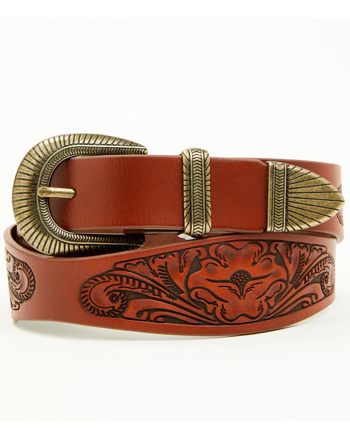 Image #2 - Shyanne Women's Hazel Embossed Scalloped Belt, Tan, hi-res