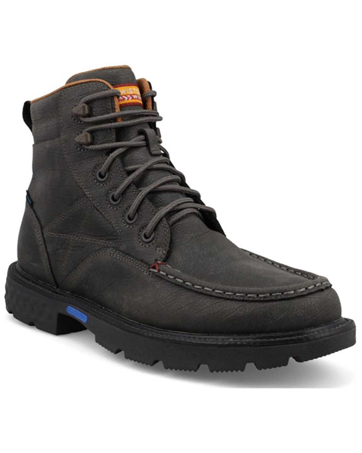 Twisted X Men's 6" Lace-Up Moc Work Boots - Soft Toe, Steel, hi-res