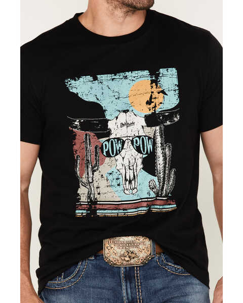 Image #3 - Rock & Roll Denim Men's Dale Brisby Pow Pow Skull Scenic Short Sleeve Graphic T-Shirt, Black, hi-res