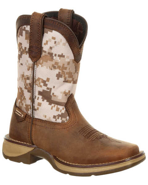 Durango Boys' Rebel Desert Camo Western Boots - Square Toe, Brown, hi-res
