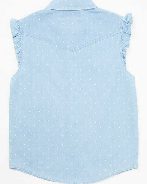 Image #3 - Shyanne Toddler Girls' Chambray Western Snap Shirt, Medium Blue, hi-res
