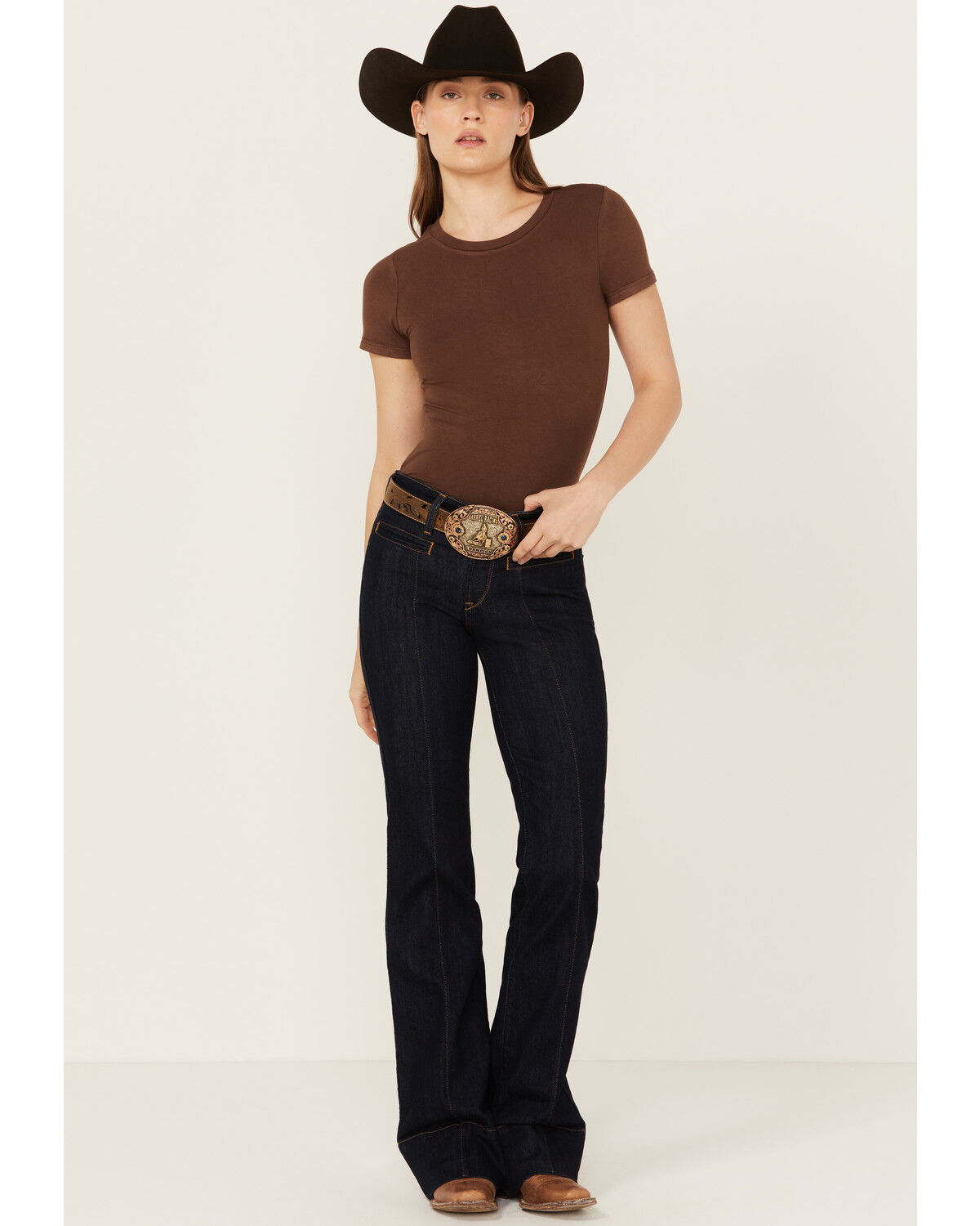 Image #3 - Ariat Women's Lennon Dark Wash Perfect Rise Slim Trouser Stretch Denim Jeans, Dark Wash, hi-res