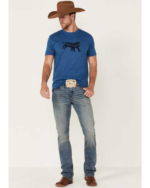 STS Ranchwear Men's Steer Wrestlin Graphic Short Sleeve T-Shirt , Heather Blue, hi-res