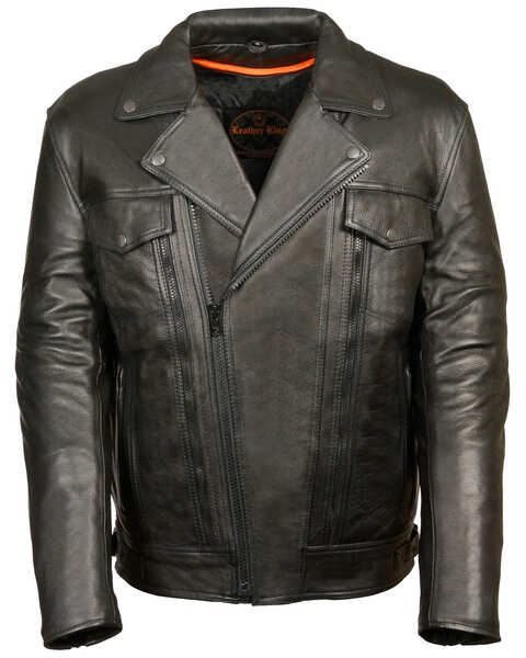 Milwaukee Leather Men's Utility Pocket Motorcycle Jacket, Black, hi-res