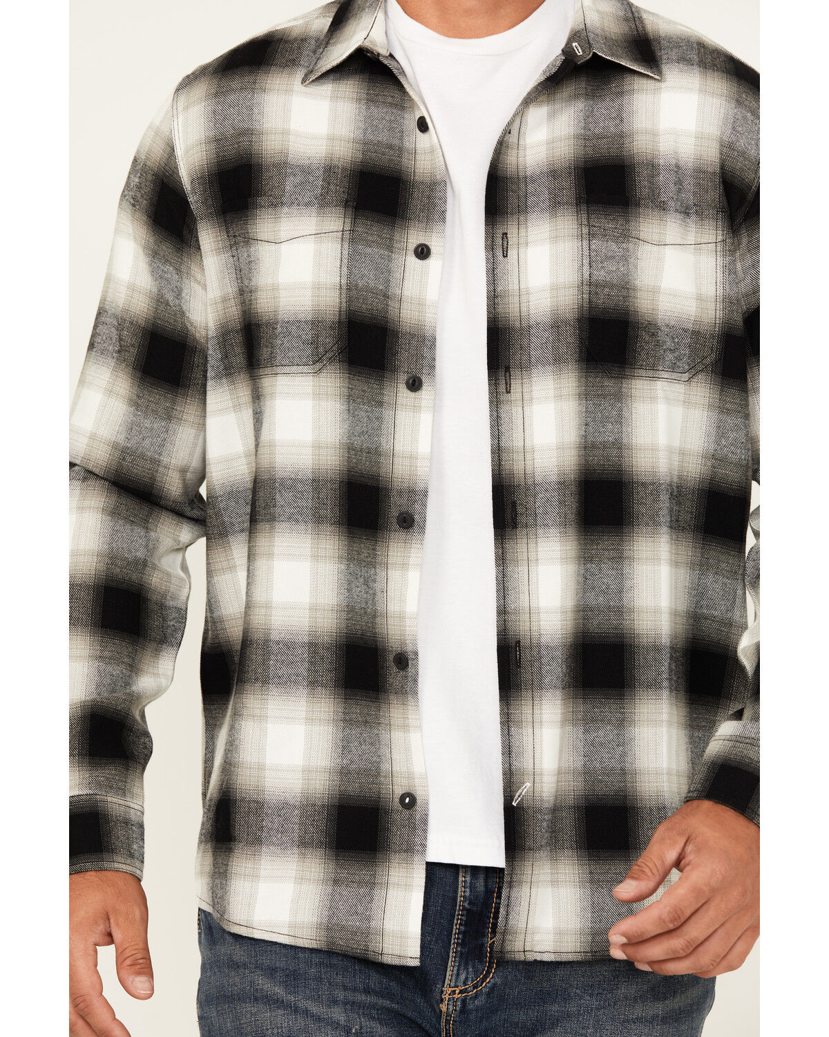 Image #3 - Brothers and Sons Men's Jay Plaid Print Long Sleeve Button-Down Western Shirt, Natural, hi-res