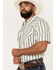 Image #2 - Gibson Trading Co Men's Side Swipe Vertical Striped Print Short Sleeve Snap Western Shirt, Ivory, hi-res