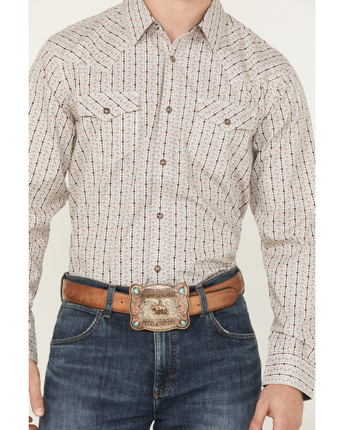 Image #3 - Moonshine Spirit Men's Trench Town Striped Long Sleeve Snap Western Shirt, Purple, hi-res