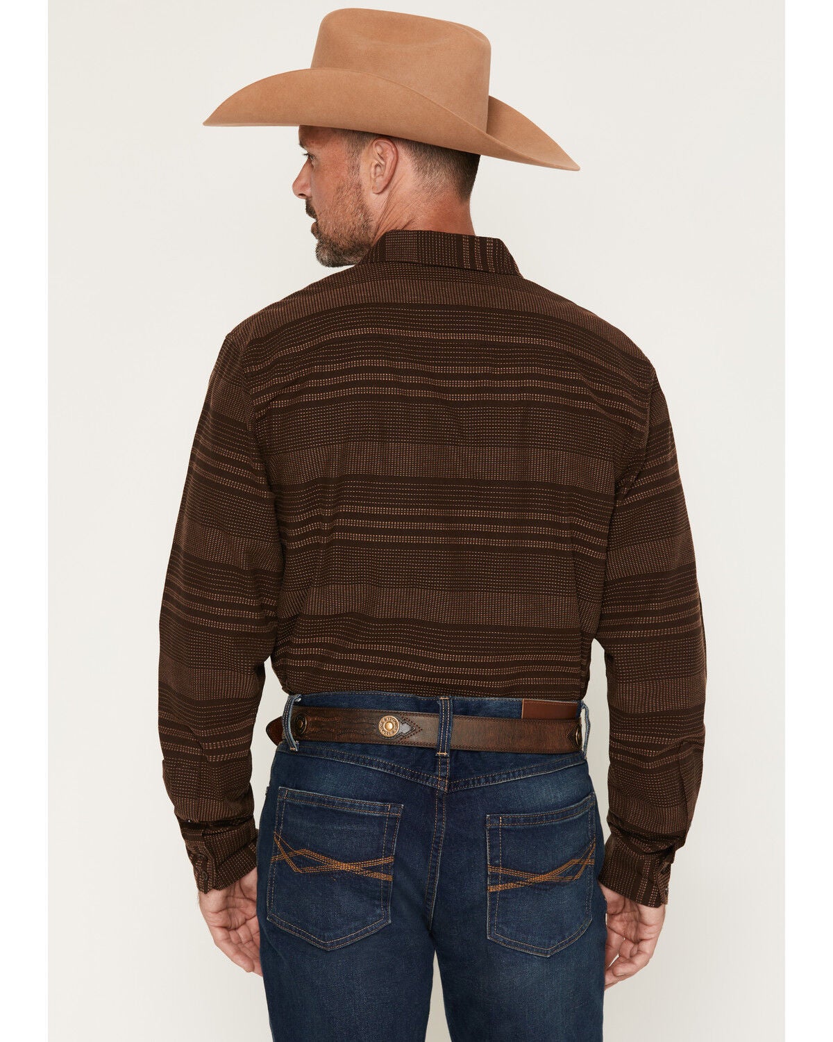 Image #4 - Kimes Ranch Men's Dash Striped Print Long Sleeve Button-Down Western Shirt, Brown, hi-res