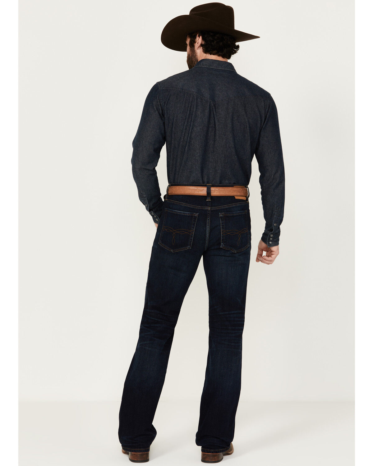 Image #3 - Blue Ranchwear Men's Carbon Dark Wash Slim Bootcut Stretch Denim Jeans, Dark Wash, hi-res
