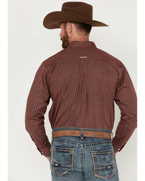 Image #4 - Ariat Men's Kenny Print Long Sleeve Button Down Stretch Western Shirt , Red, hi-res