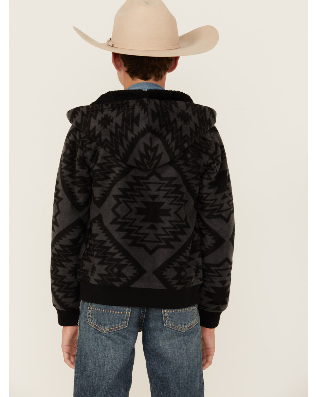 Image #4 - Cody James Boys' Basin Southwestern Print Hooded Jacket, Charcoal, hi-res
