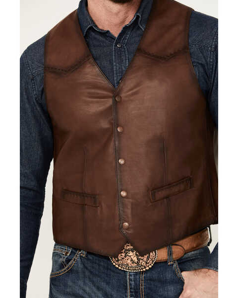 Image #3 - Scully Men's Leather Vest , Brown, hi-res
