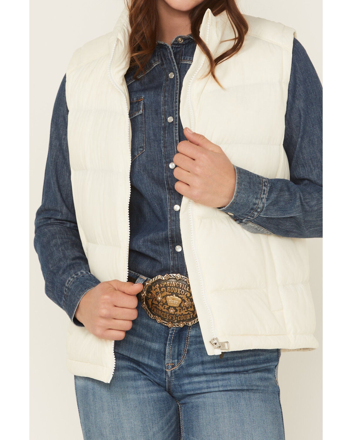 Image #3 - Ariat Women's Ultradown Puff Vest, White, hi-res