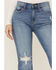 Image #2 - Sneak Peek Women's Medium Dark Wash High Rise Distressed Knee Straight Jean, Blue, hi-res