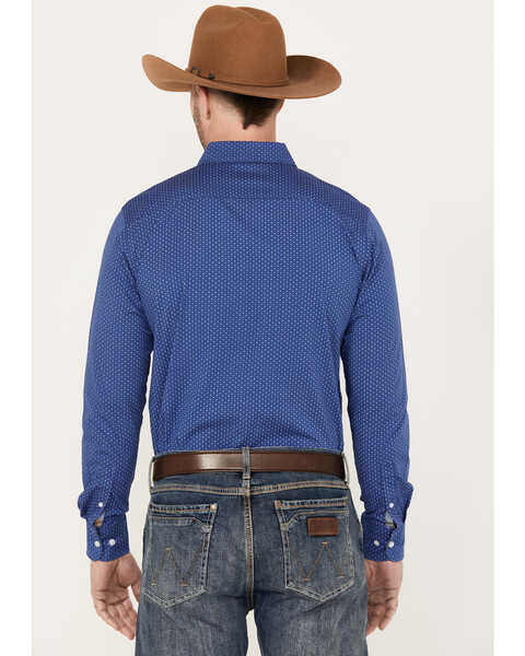 Image #4 - Ariat Men's Ditsy Stretch Modern Fit Button-Down Long Sleeve Western Shirt, Dark Blue, hi-res
