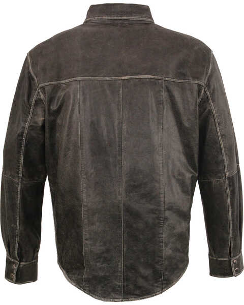 Image #3 - Milwaukee Leather Men's Lightweight Leather Long Sleeve Western Shirt , Grey, hi-res