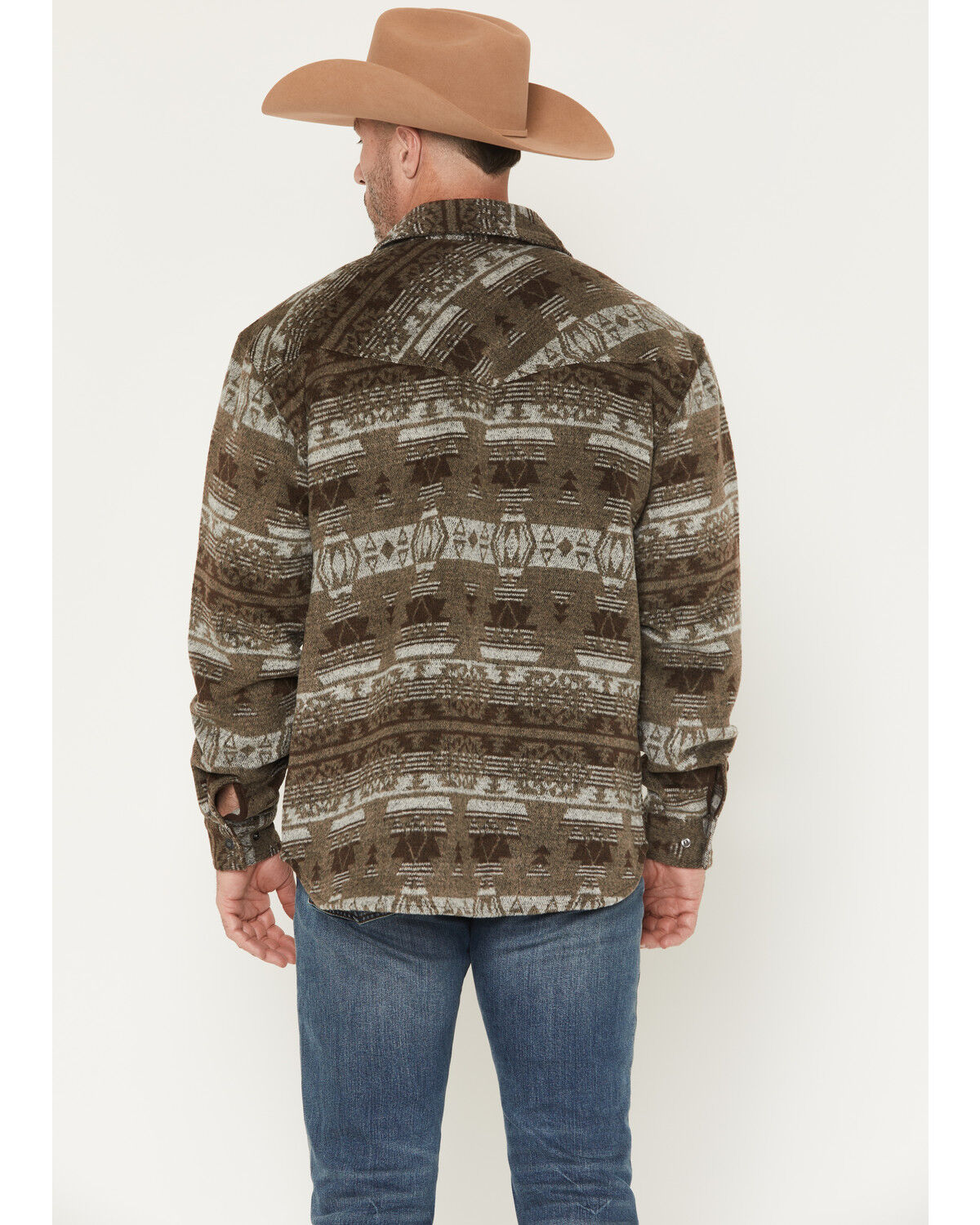 Image #4 - Outback Trading Co Men's Hudson Southwestern Print Snap Shirt Jacket, Taupe, hi-res