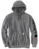Image #2 - Carhartt Men's FR Solid Force Midweight Signature Logo Hooded Work Sweatshirt, Grey, hi-res