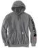 Image #2 - Carhartt Men's FR Solid Force Midweight Signature Logo Hooded Work Sweatshirt , Grey, hi-res