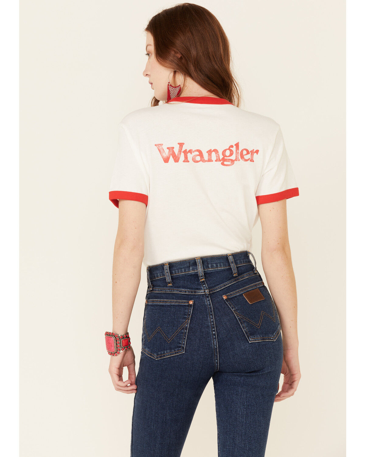 Image #4 - Wrangler Modern Women's White Vintage Back Logo Short Sleeve Ringer Tee , , hi-res