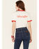 Image #4 - Wrangler Modern Women's White Vintage Back Logo Short Sleeve Ringer Tee , , hi-res