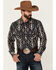 Rock & Roll Denim Men's Charcoal Southwestern Print Long Sleeve Snap Western Shirt , Charcoal, hi-res