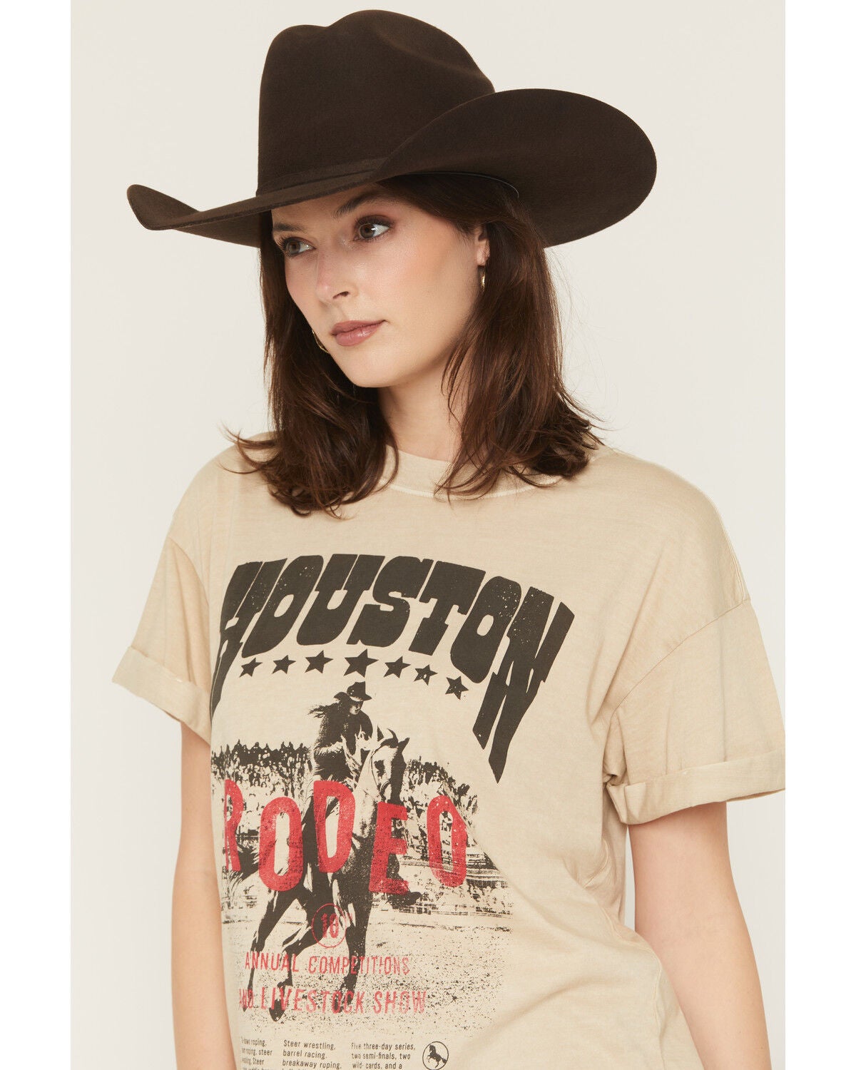 Image #2 - Girl Dangerous Women's Houston Rodeo Short Sleeve Graphic Tee, Tan, hi-res
