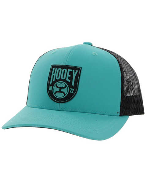 Hooey Men's Bronx Rubber Logo Patch Mesh Back Trucker Cap, Turquoise, hi-res