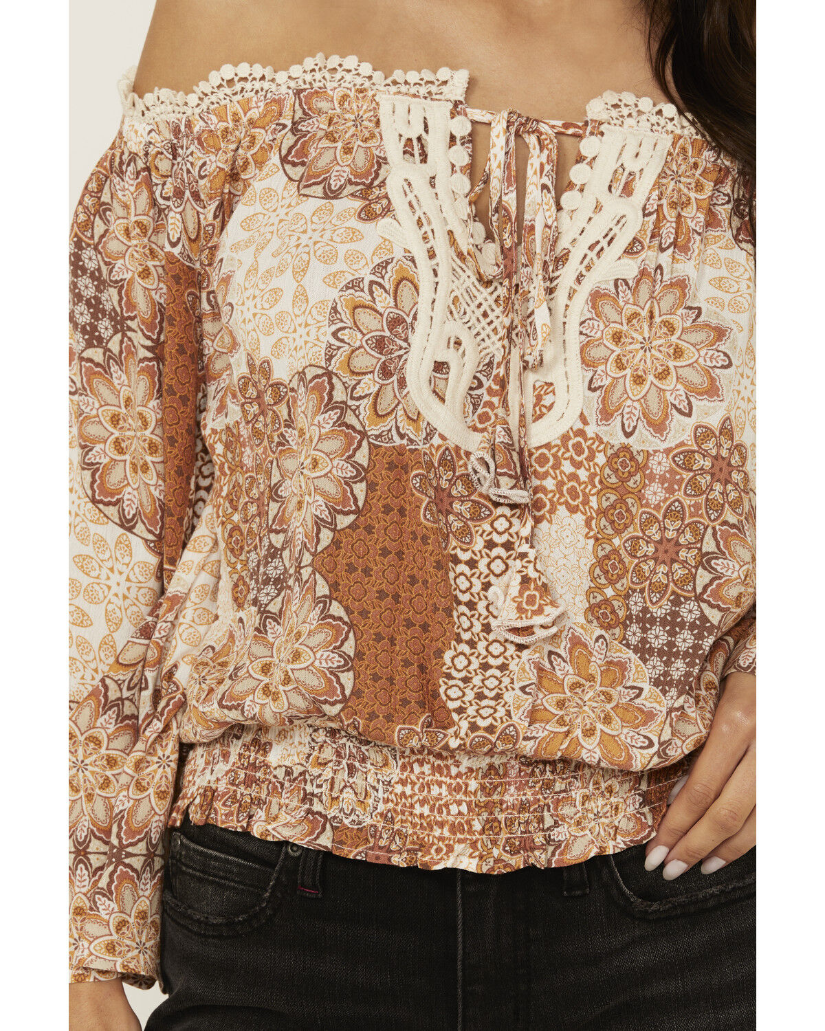 Image #3 - Wild Moss Women's Off The Shoulder Peasant Top, Multi, hi-res