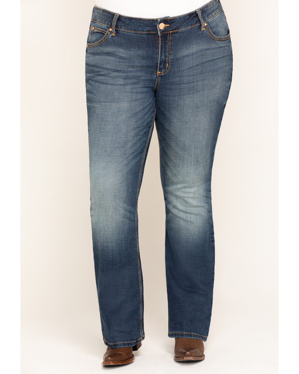 Image #2 - Wrangler Retro Women's Dark Mae Bootcut Jeans - Plus, Blue, hi-res