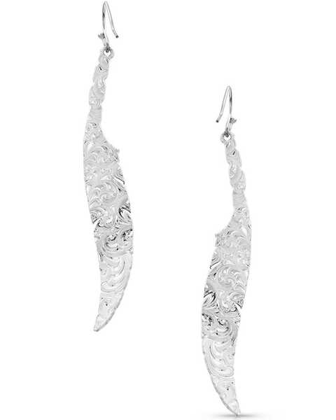 Montana Silversmiths Women's Wind Dancer Wrapped Feather Earrings, Silver, hi-res