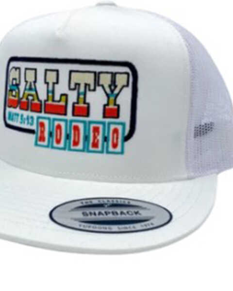 Image #1 - Salty Rodeo Men's White Casino Logo Patch Mesh-Back Trucker Cap , White, hi-res