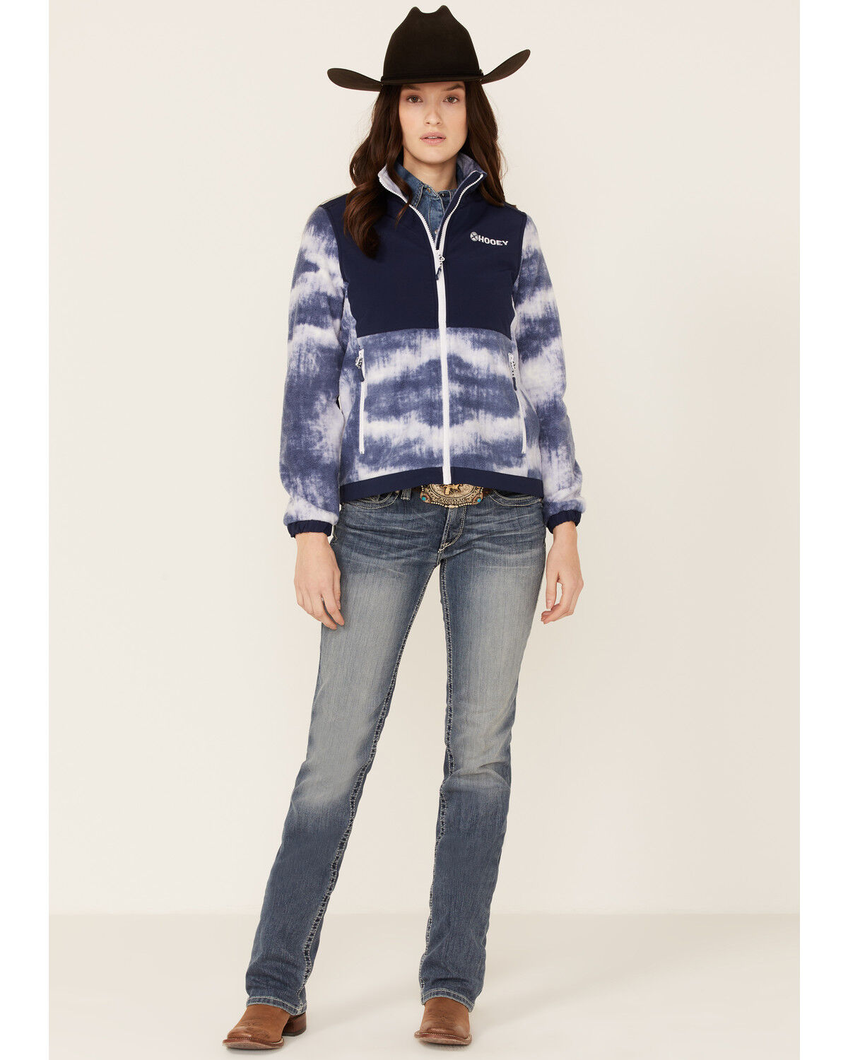 Image #4 - Hooey Women's Solid Print Color Block Zip-Front Tech Jacket, Navy, hi-res