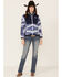 Hooey Women's Solid Print Color Block Zip-Front Tech Jacket , Navy, hi-res