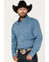 Image #2 - RANK 45&reg; Men's Tie-Down Geo Print Button-Down Western Shirt, Blue, hi-res