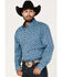 Image #2 - RANK 45® Men's Tie-Down Geo Print Button-Down Western Shirt , Blue, hi-res