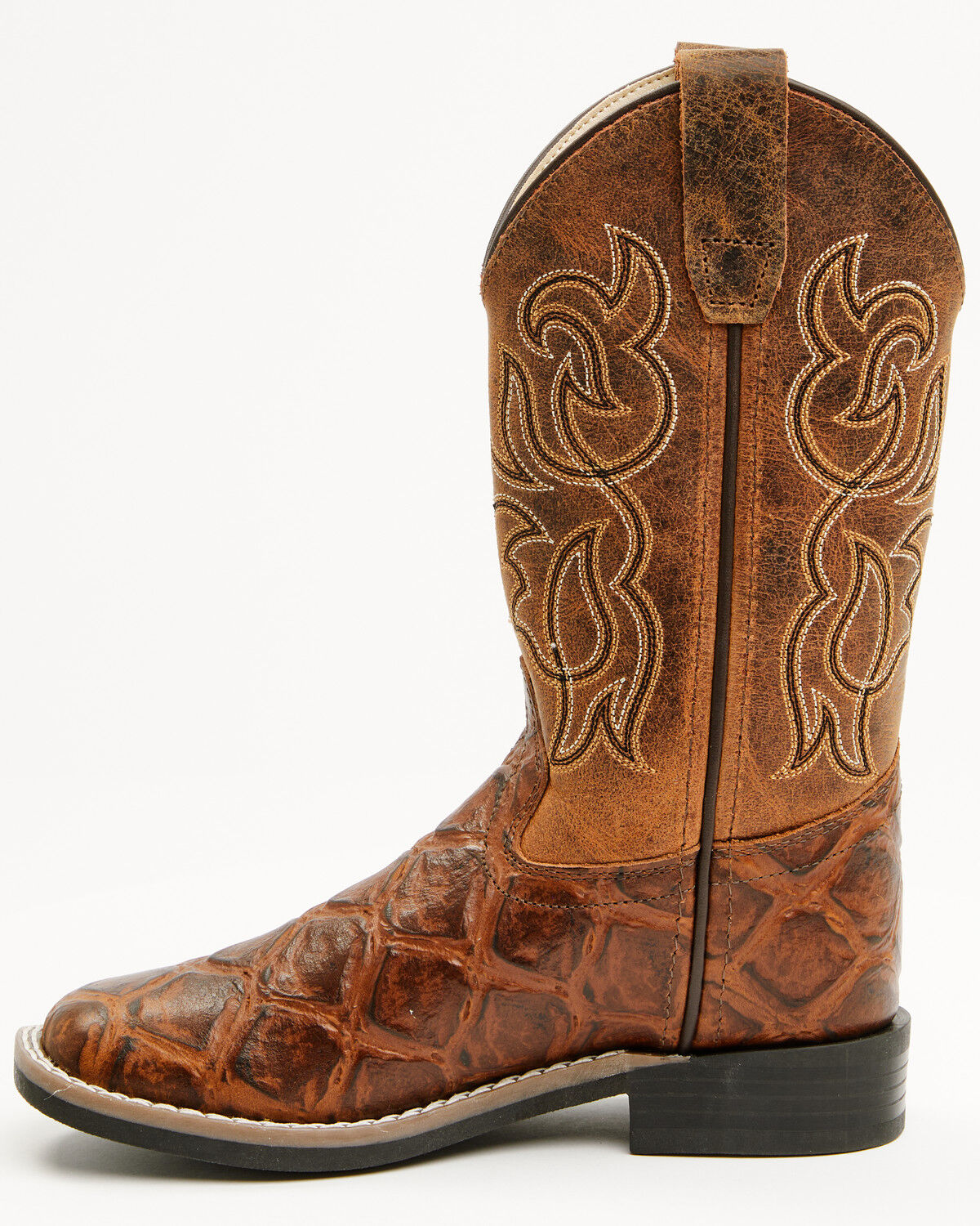 Image #3 - Cody James Boys' Duke Pirarucu Print Western Boots - Broad Square Toe, Brown, hi-res