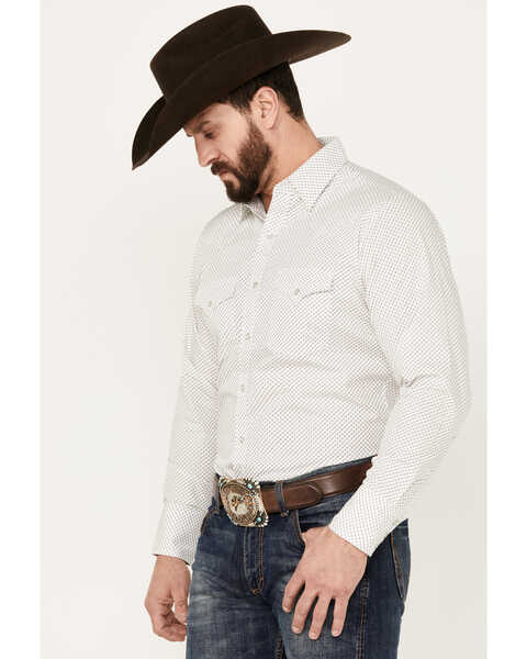 Image #2 - Ely Walker Men's Geo Print Long Sleeve Pearl Snap Western Shirt - Big, White, hi-res