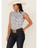Rough Stock by Panhandle Women's Floral Paisley Print Sleeveless Snap Western Core Shirt, White, hi-res