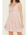 Image #3 - Angie Women's Eyelet Sleeveless Mini Dress, Pink, hi-res