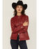 Image #1 - Scully Women's Leather Racing Jacket, Red, hi-res
