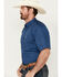 Image #2 - Cowboy Hardware Men's Boot Barn Exclusive Diamond Quilt Geo Print Short Sleeve Button-Down Western Shirt, Navy, hi-res
