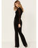 Image #1 - Ariat Women's Chain Stripe Slim Trouser Flare Jeans, Black, hi-res