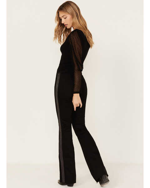 Image #1 - Ariat Women's Chain Stripe Slim Trouser Flare Jeans, Black, hi-res