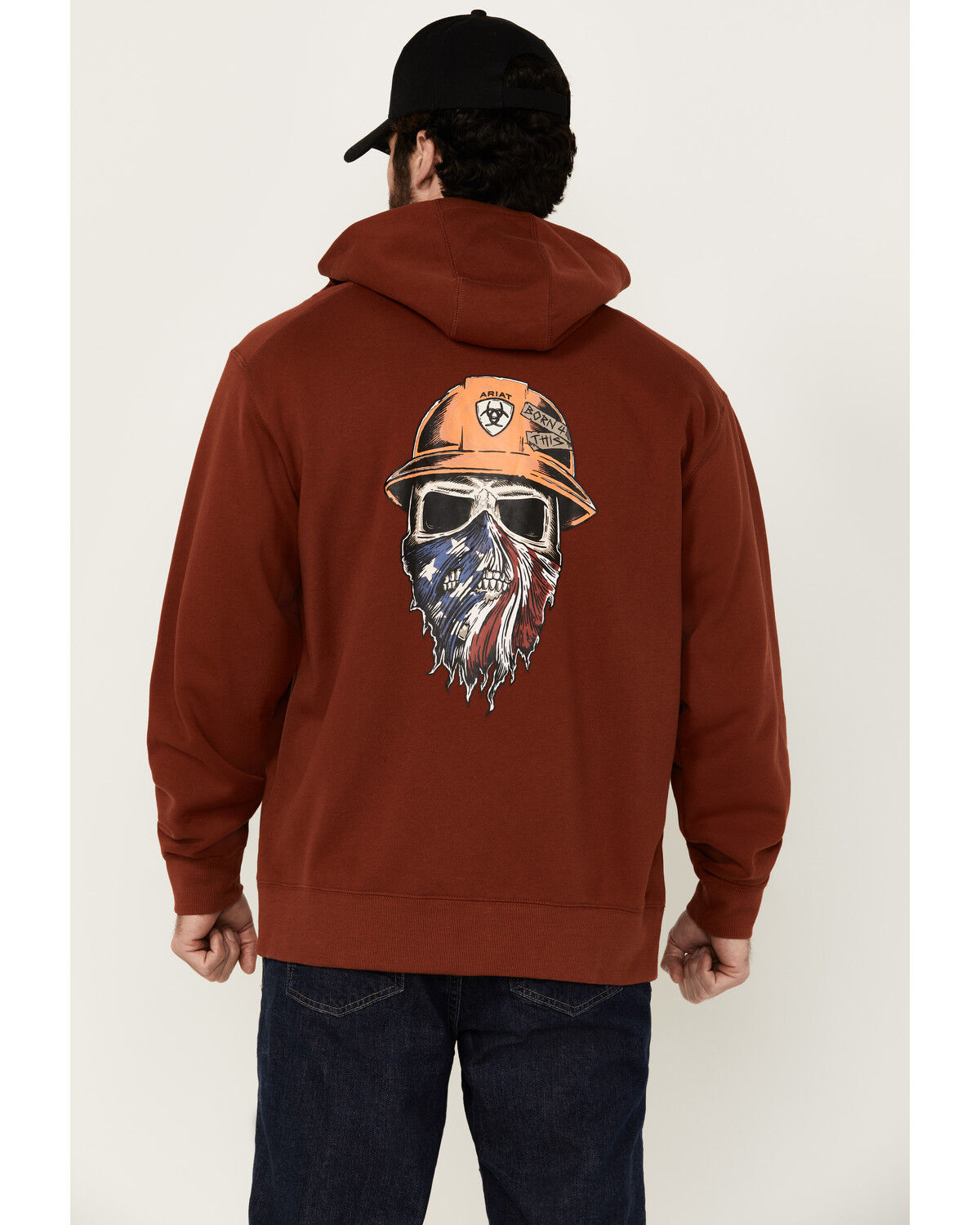 Image #4 - Ariat Men's Rebar Workman Born For This Full Zip Hooded Sweatshirt, Red, hi-res