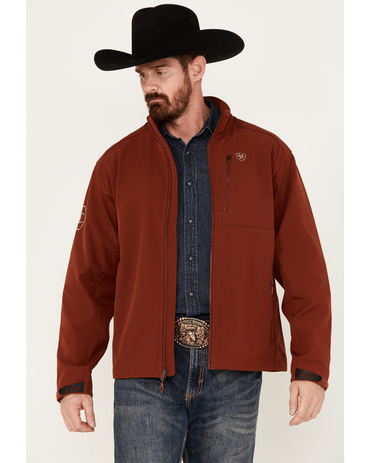 Image #1 - Ariat Men's Logo 2.0 Softshell Jacket, Red, hi-res