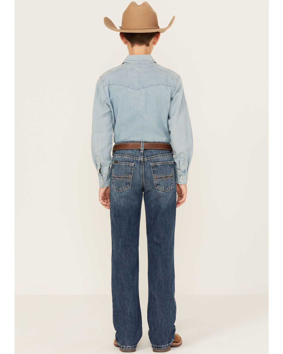 Image #3 - Ariat Boys' Medium Wash B4 Relaxed Bootcut Denim Jeans, Medium Wash, hi-res