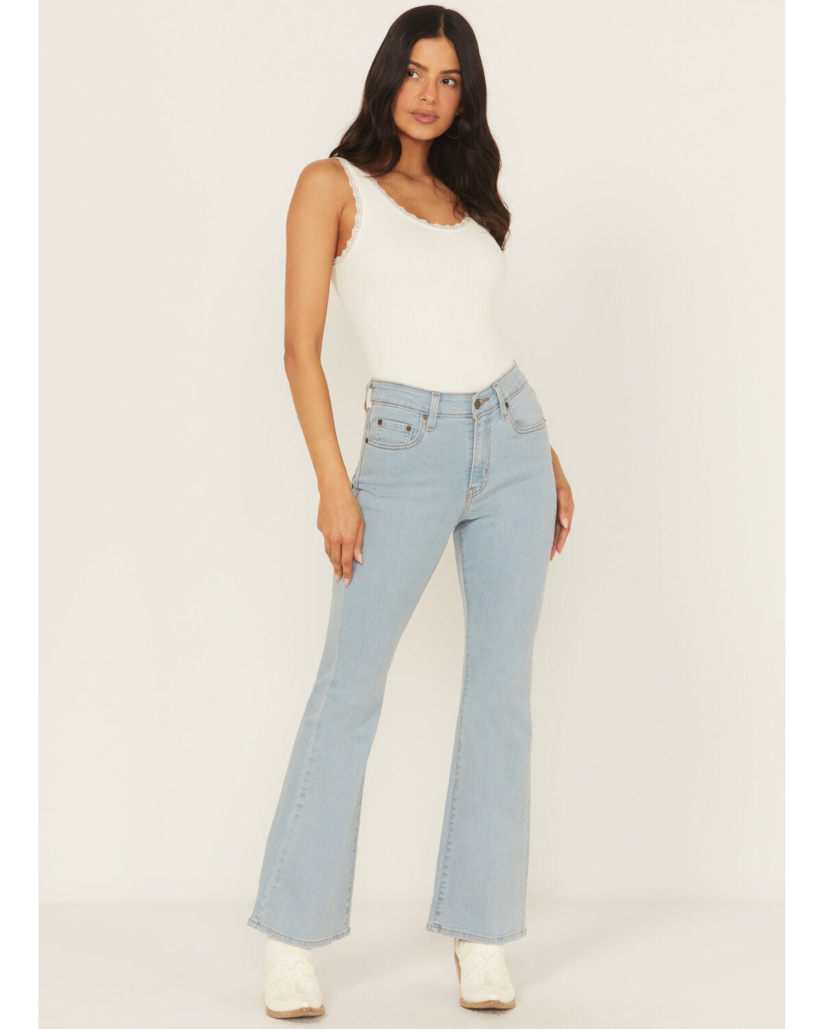 Levi's Women's Light Wash Different Route High Rise 726 Flare Stretch Denim Jeans, Light Wash, hi-res