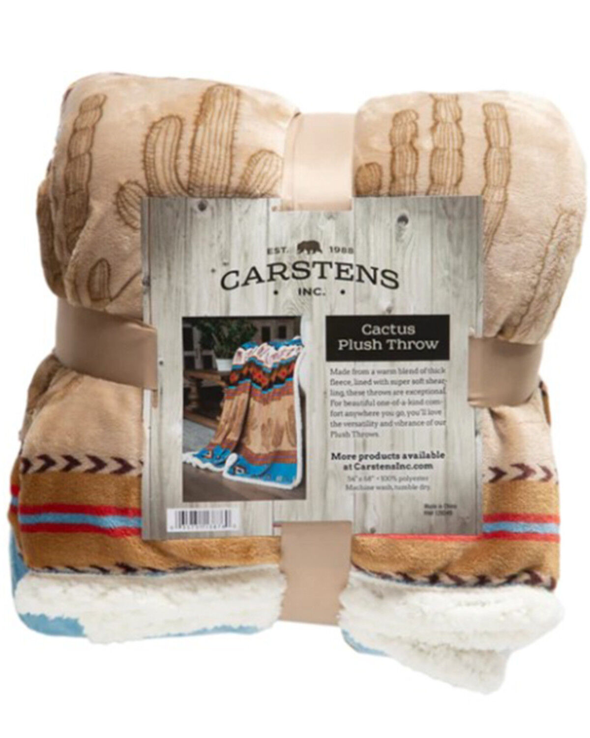Image #5 - Carstens Home Cactus Plush Sherpa Throw, Brown, hi-res